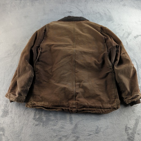 Vintage Y2K Carhartt Jacket XL Brown C61 Sandstone Sherpa Lined Coat Sunfade - Picture 10 of 16